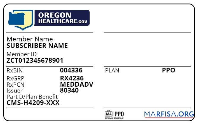 Blank Oregon health insurance card template